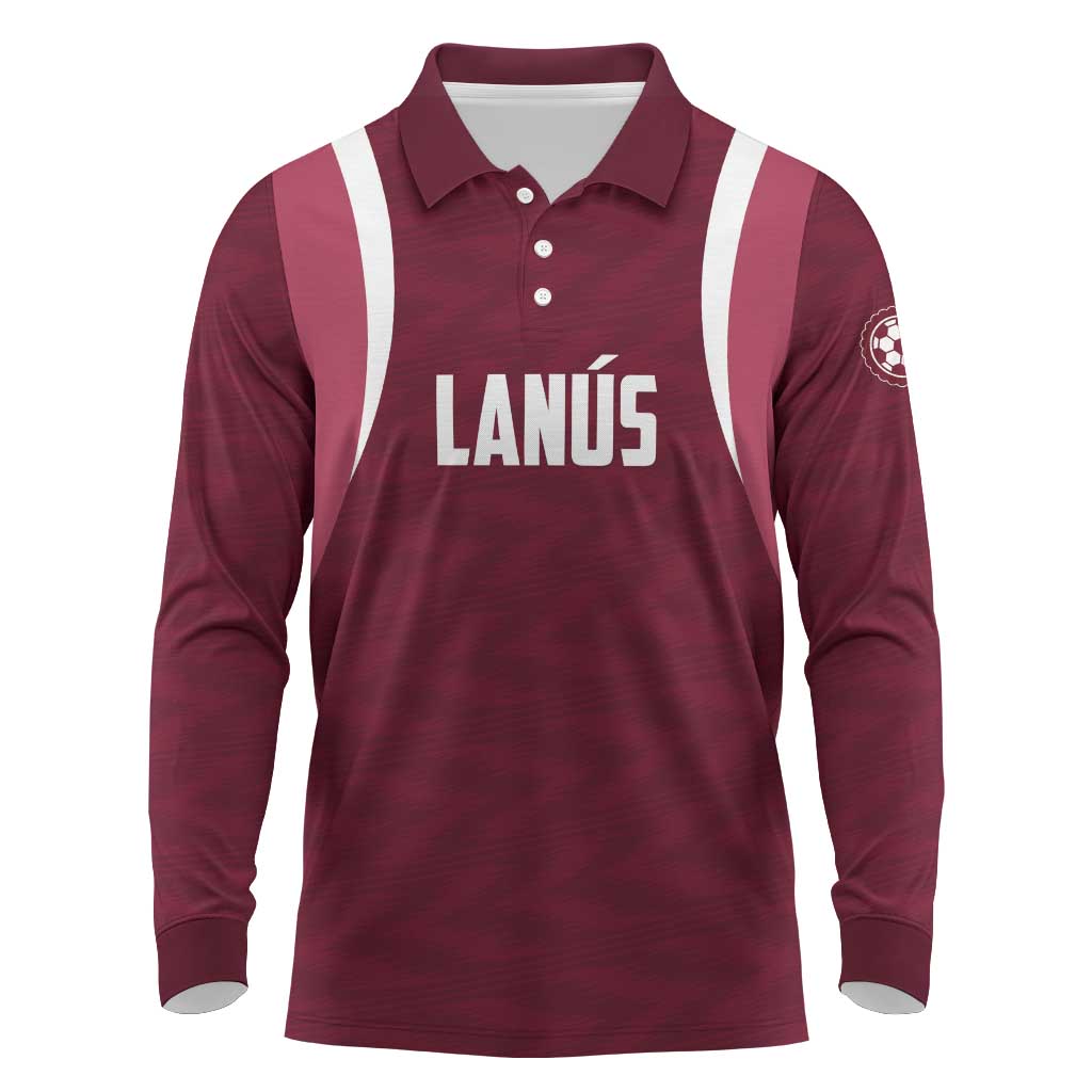 Custom Argentine Football Lanus Long Sleeve Polo Shirt Granate Go Champions