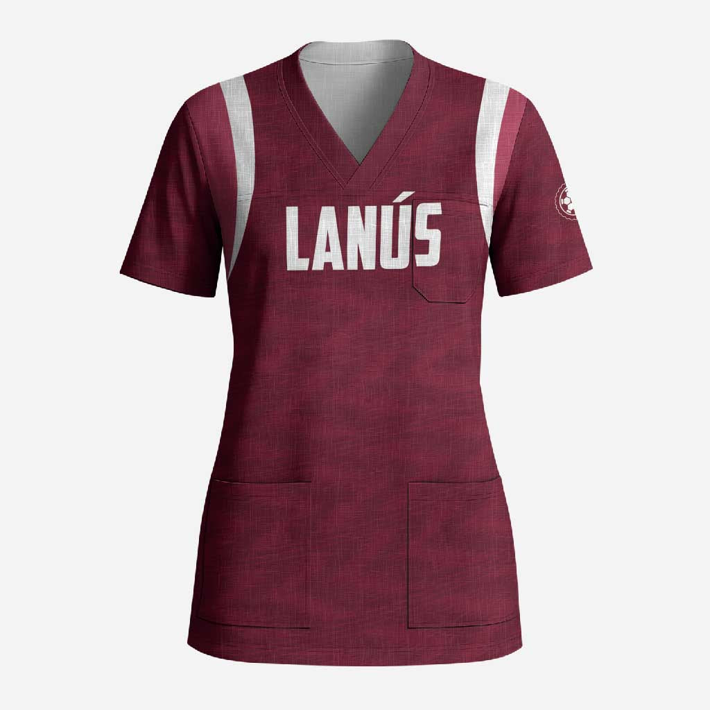 Custom Argentine Football Lanus Scrub Top Granate Go Champions
