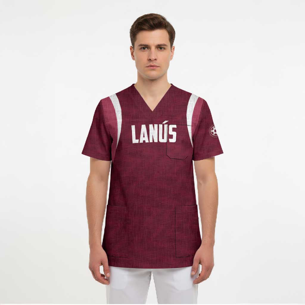 Custom Argentine Football Lanus Scrub Top Granate Go Champions