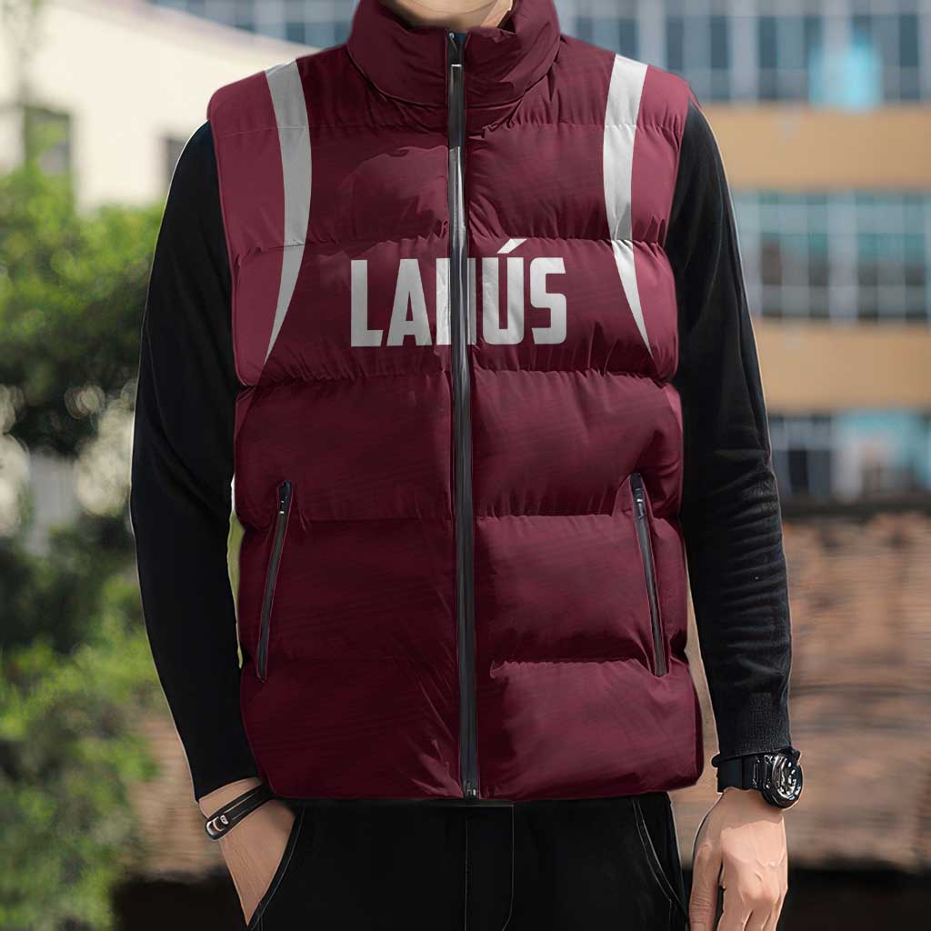 Custom Argentine Football Lanus Sleeveless Puffer Jacket Granate Go Champions