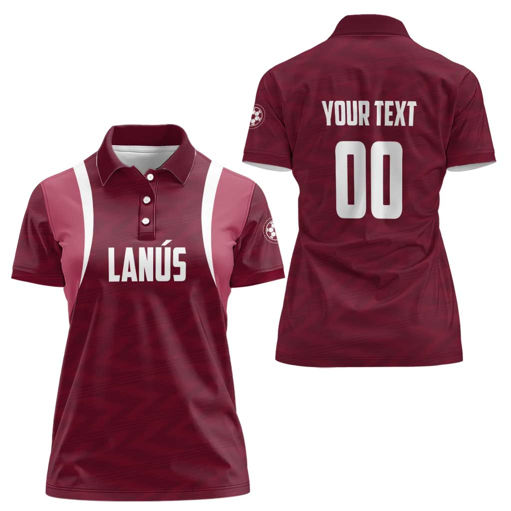 Custom Argentine Football Lanus Women Polo Shirt Granate Go Champions