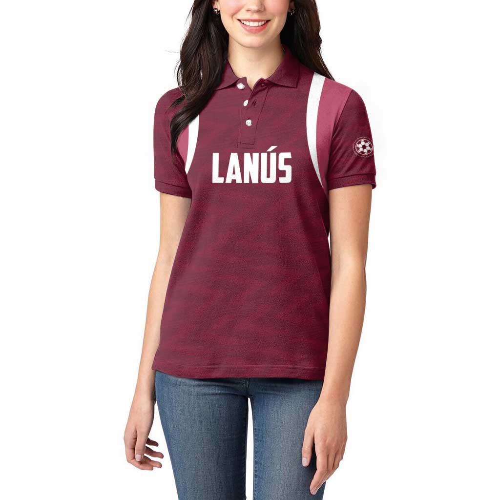 Custom Argentine Football Lanus Women Polo Shirt Granate Go Champions
