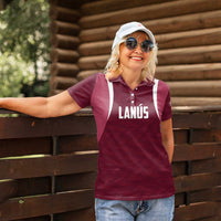 Custom Argentine Football Lanus Women Polo Shirt Granate Go Champions