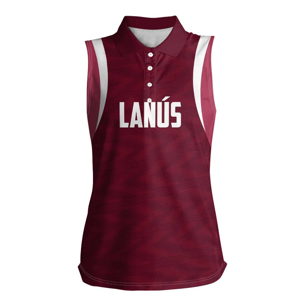 Custom Argentine Football Lanus Women Sleeveless Polo Shirt Granate Go Champions