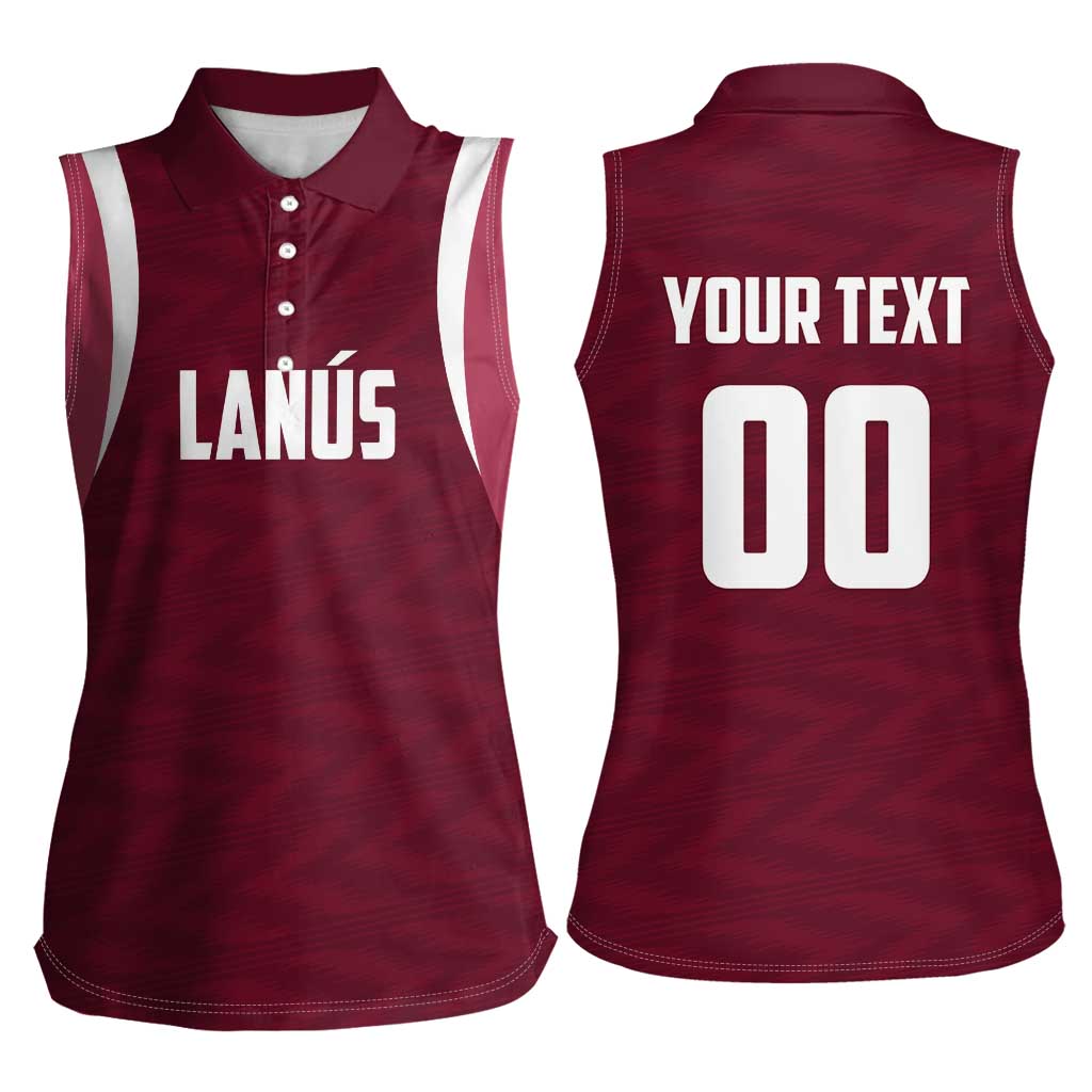Custom Argentine Football Lanus Women Sleeveless Polo Shirt Granate Go Champions