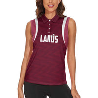Custom Argentine Football Lanus Women Sleeveless Polo Shirt Granate Go Champions