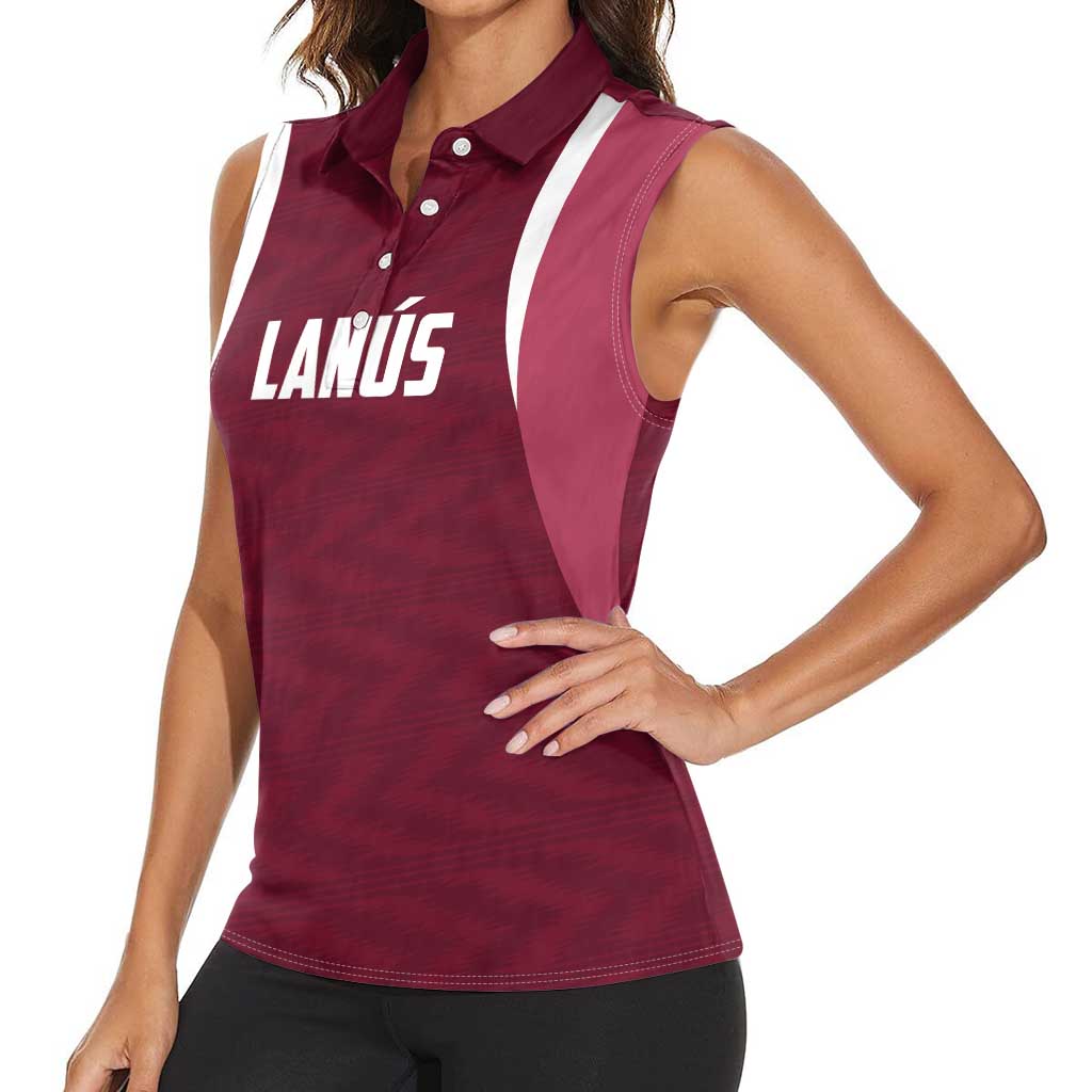 Custom Argentine Football Lanus Women Sleeveless Polo Shirt Granate Go Champions
