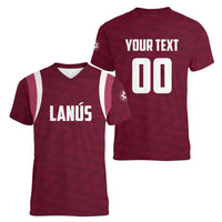 Custom Argentine Football Lanus Women V-Neck T-Shirt Granate Go Champions