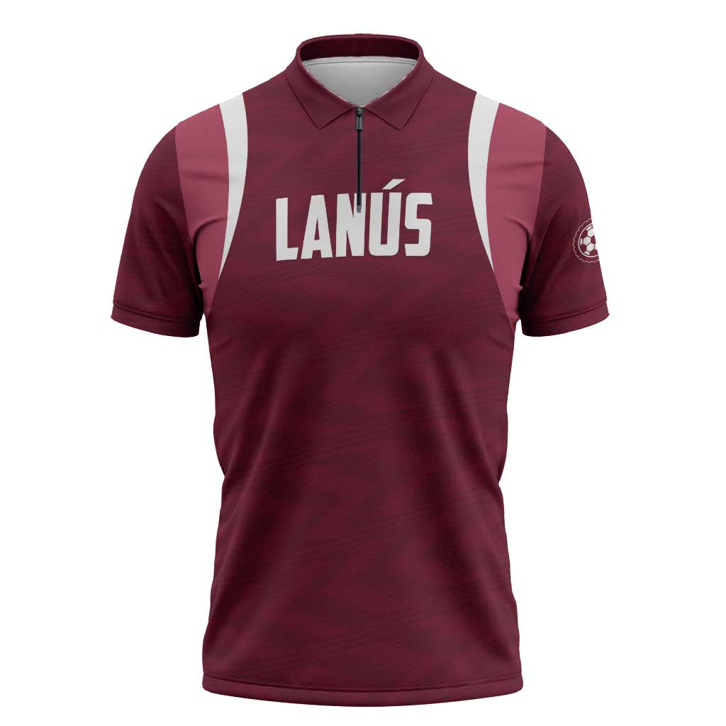 Custom Argentine Football Lanus Zipper Polo Shirt Granate Go Champions