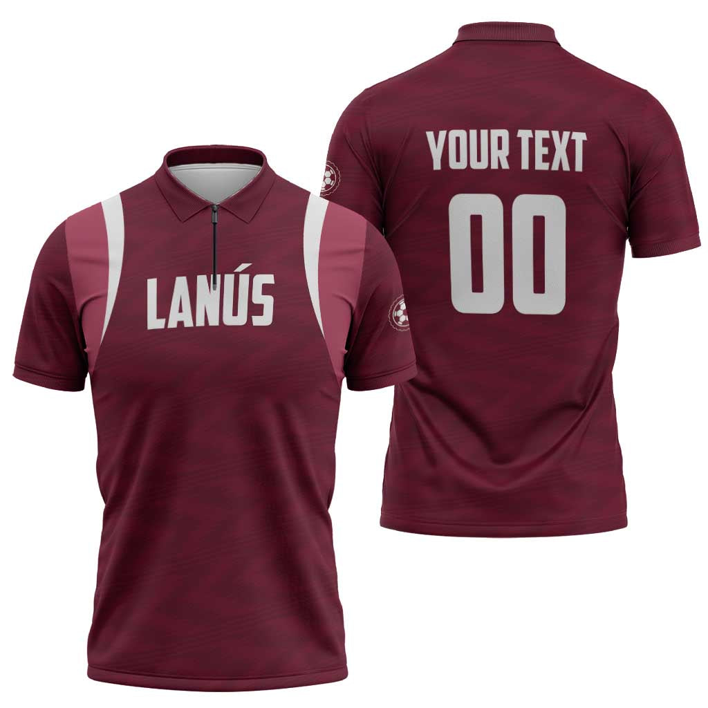Custom Argentine Football Lanus Zipper Polo Shirt Granate Go Champions