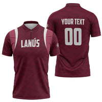 Custom Argentine Football Lanus Zipper Polo Shirt Granate Go Champions