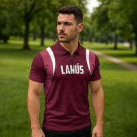 Custom Argentine Football Lanus Zipper Polo Shirt Granate Go Champions