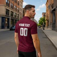 Custom Argentine Football Lanus Zipper Polo Shirt Granate Go Champions