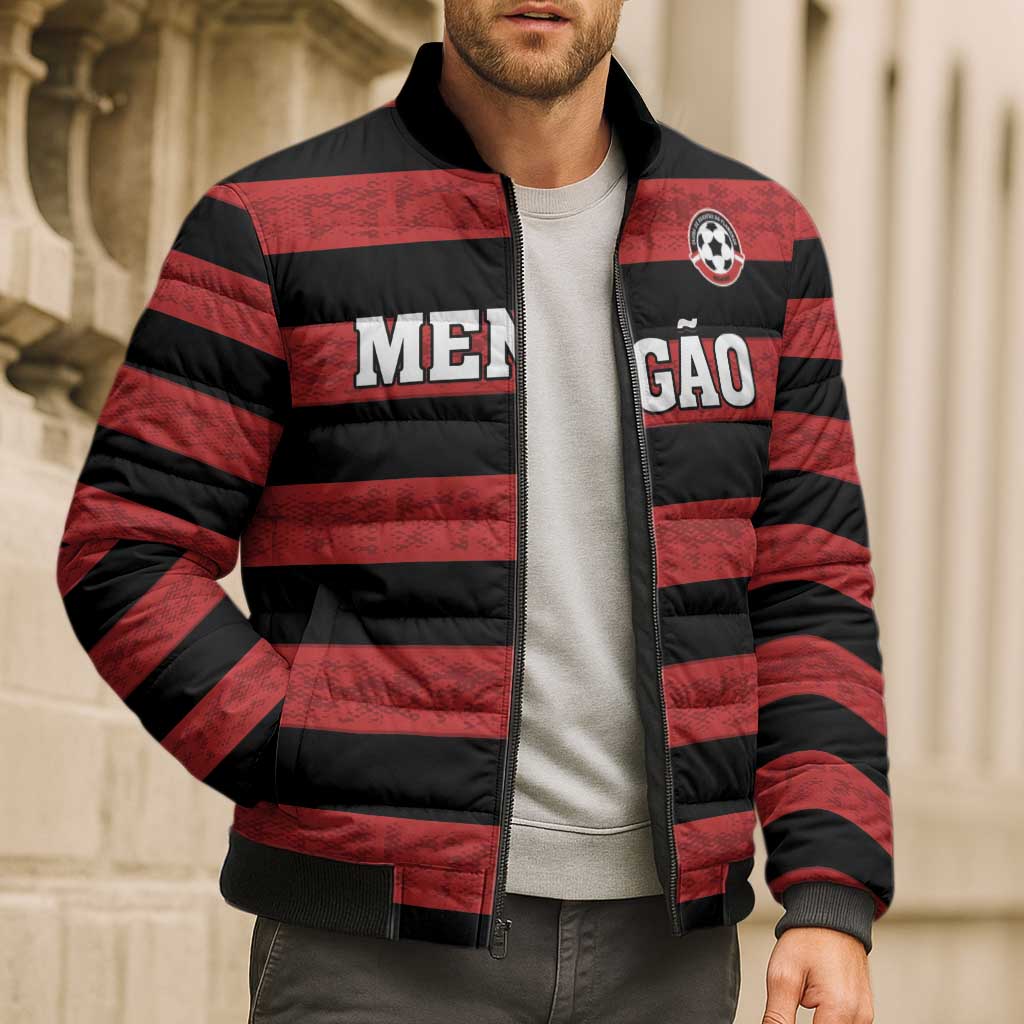 Custom Brazilian Football Big Mengo Bomber Puffer Jacket Rubro-Negro Go Glory