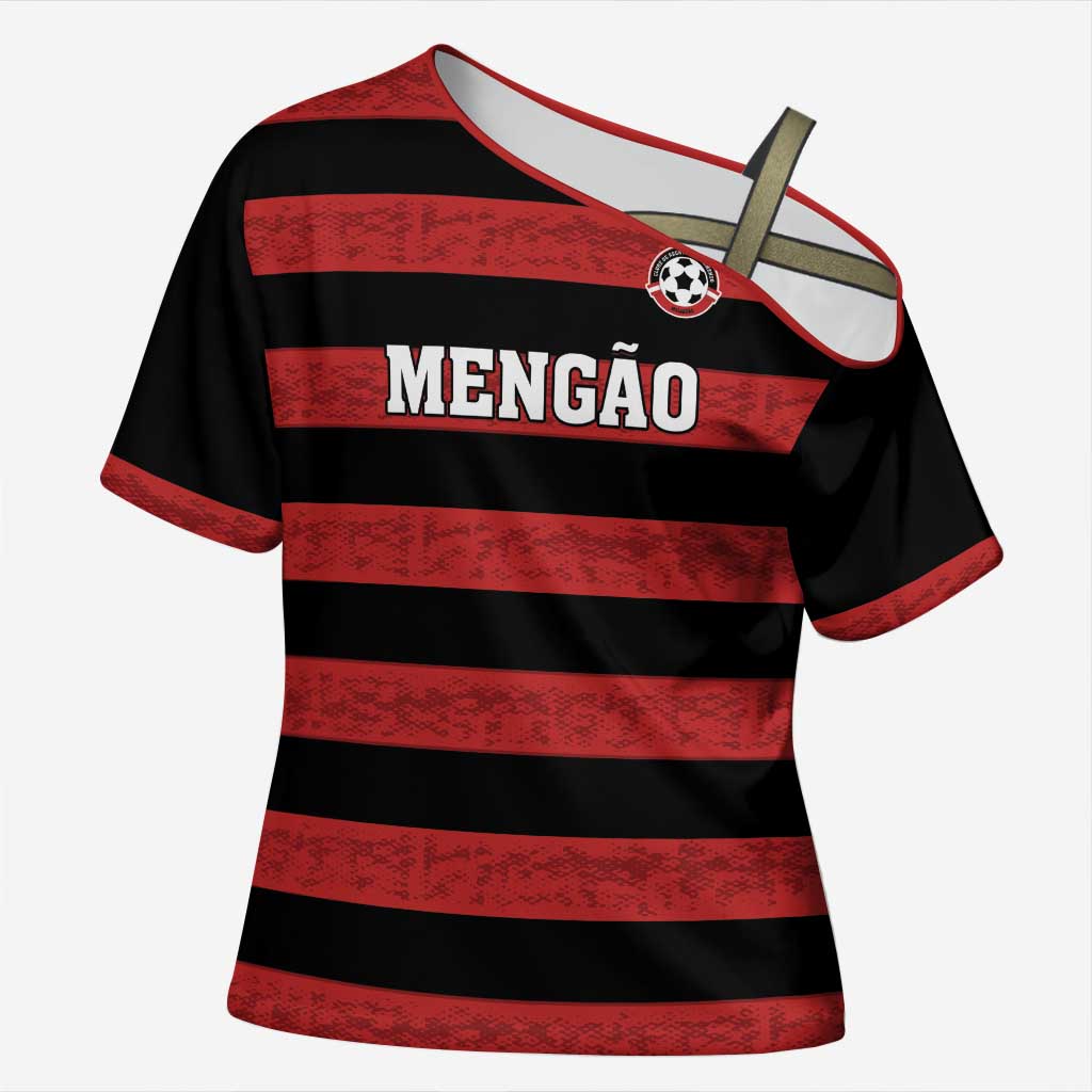 Custom Brazilian Football Big Mengo Cross Shoulder Shirt Rubro-Negro Go Glory