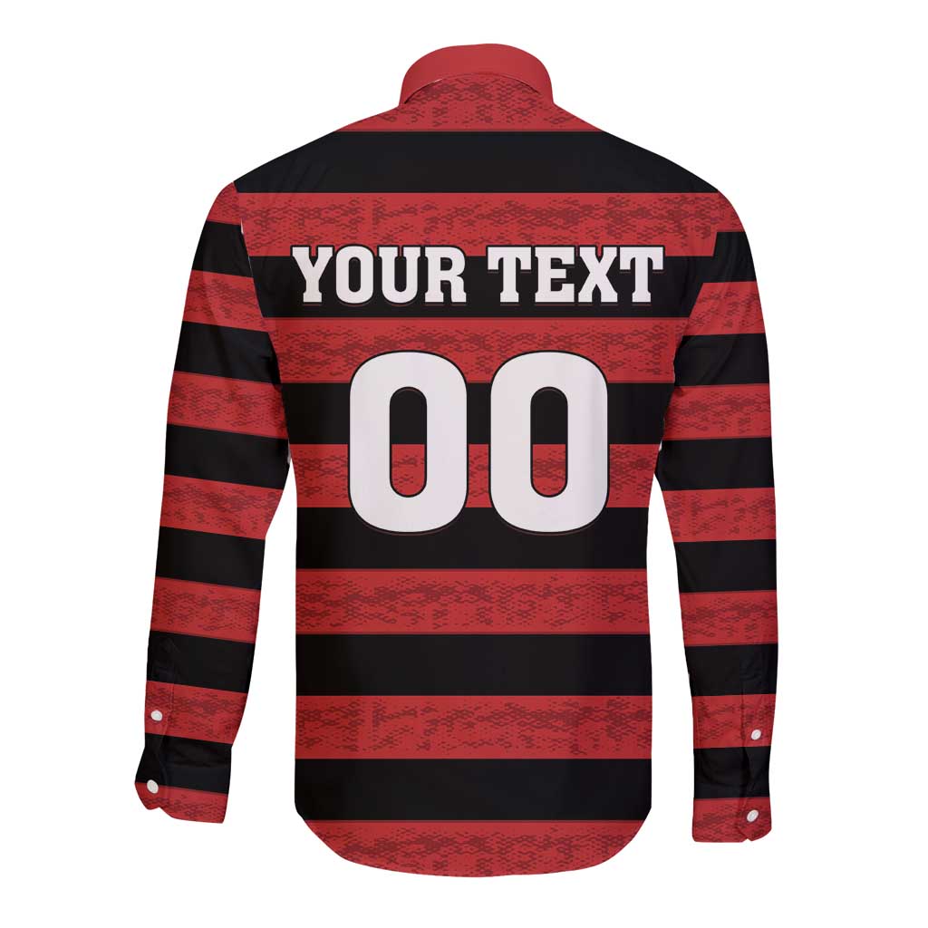 Custom Brazilian Football Big Mengo Long Sleeve Button Shirt Rubro-Negro Go Glory