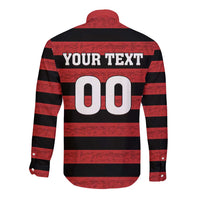 Custom Brazilian Football Big Mengo Long Sleeve Button Shirt Rubro-Negro Go Glory