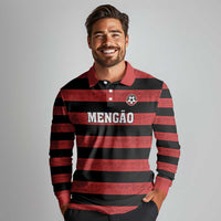 Custom Brazilian Football Big Mengo Long Sleeve Polo Shirt Rubro-Negro Go Glory