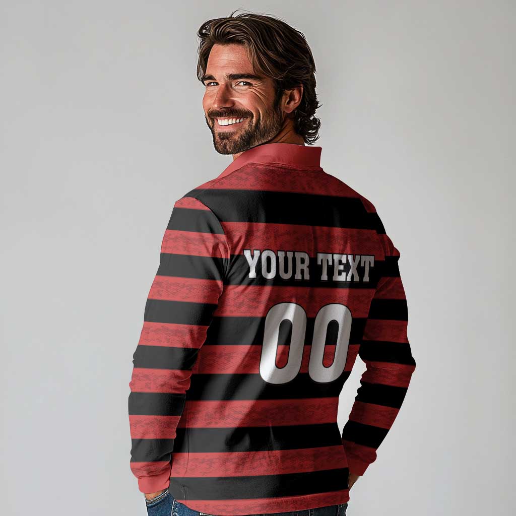 Custom Brazilian Football Big Mengo Long Sleeve Polo Shirt Rubro-Negro Go Glory