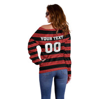 Custom Brazilian Football Big Mengo Off Shoulder Sweater Rubro-Negro Go Glory