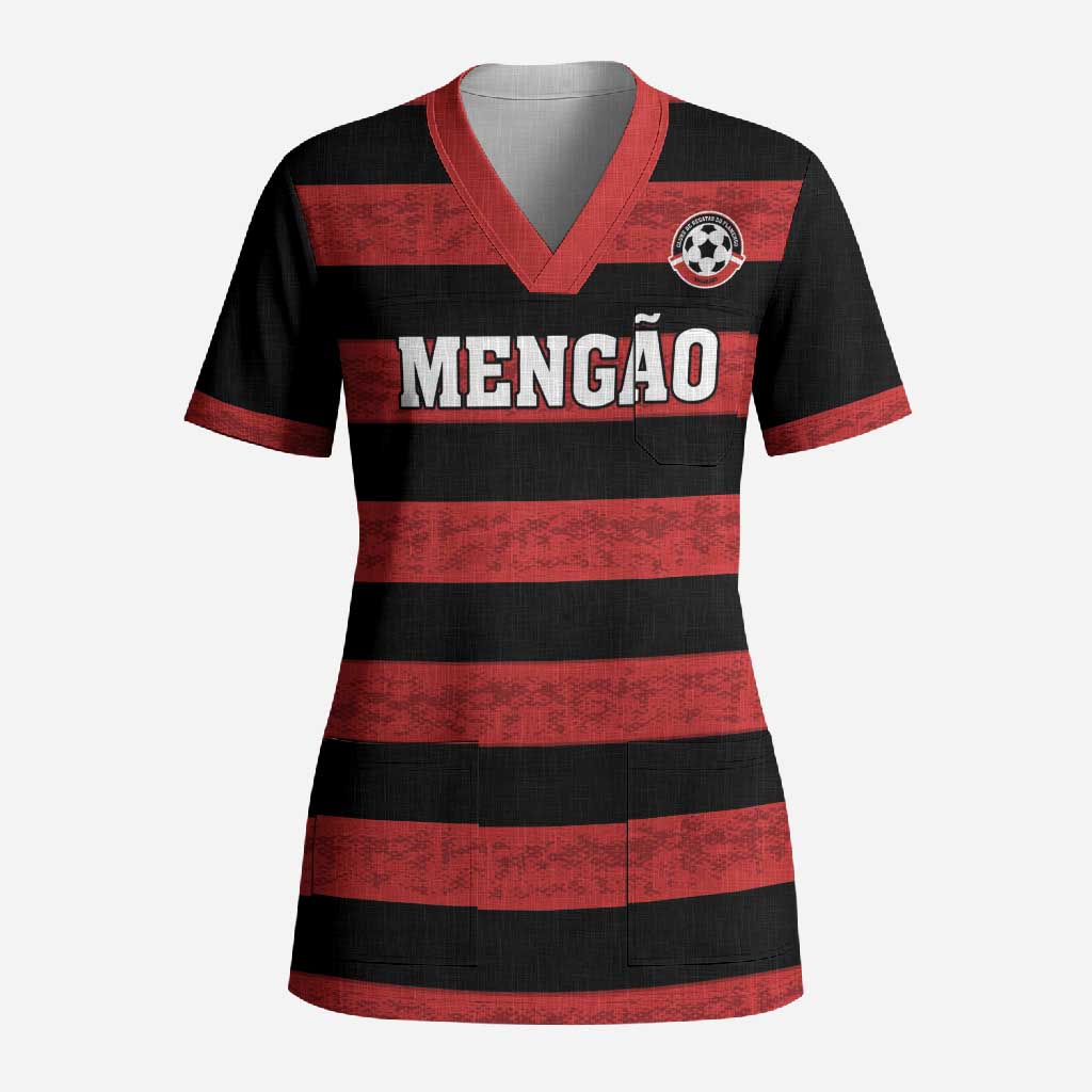 Custom Brazilian Football Big Mengo Scrub Top Rubro-Negro Go Glory