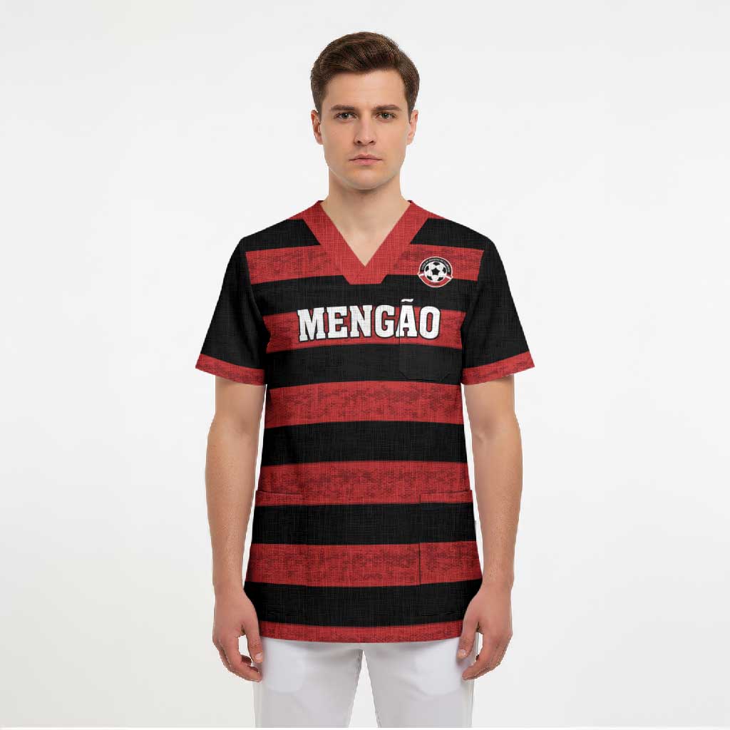 Custom Brazilian Football Big Mengo Scrub Top Rubro-Negro Go Glory