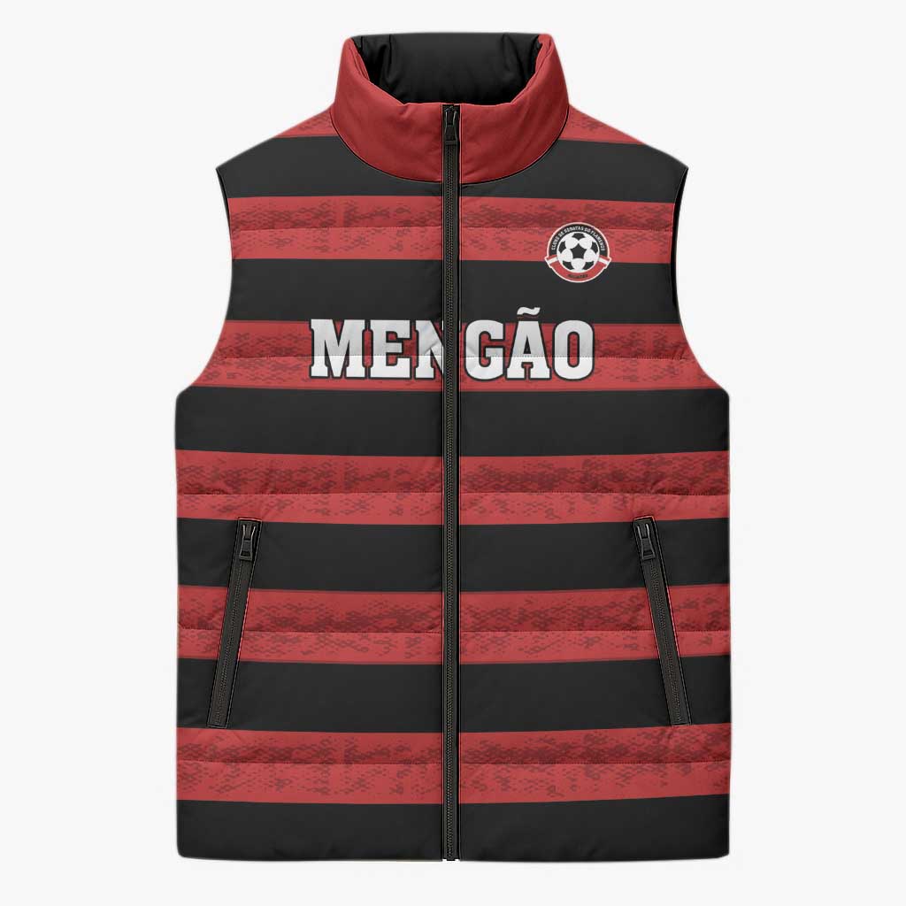 Custom Brazilian Football Big Mengo Sleeveless Puffer Jacket Rubro-Negro Go Glory