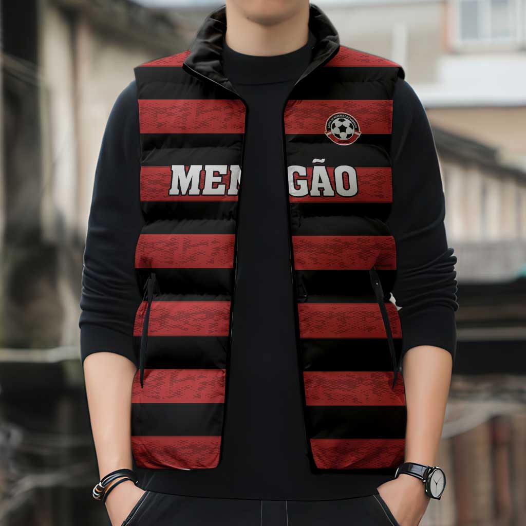 Custom Brazilian Football Big Mengo Sleeveless Puffer Jacket Rubro-Negro Go Glory