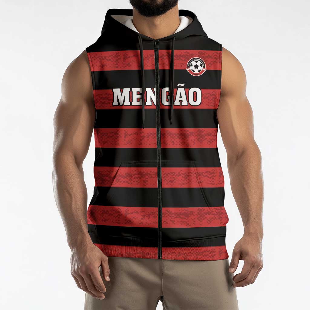 Custom Brazilian Football Big Mengo Sleeveless Zip Hoodie Rubro-Negro Go Glory