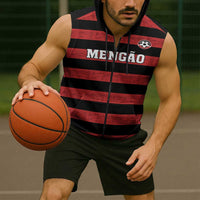 Custom Brazilian Football Big Mengo Sleeveless Zip Hoodie Rubro-Negro Go Glory