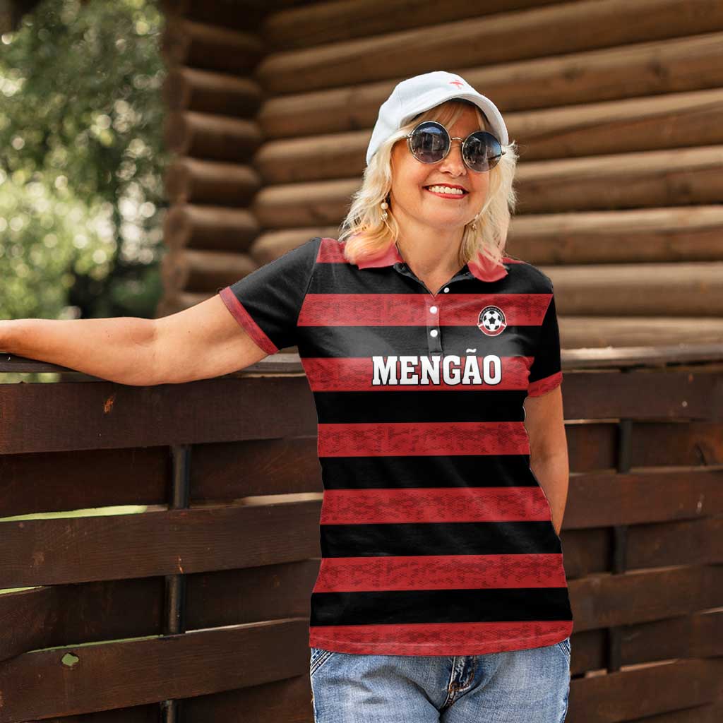 Custom Brazilian Football Big Mengo Women Polo Shirt Rubro-Negro Go Glory