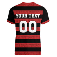 Custom Brazilian Football Big Mengo Women V-Neck T-Shirt Rubro-Negro Go Glory