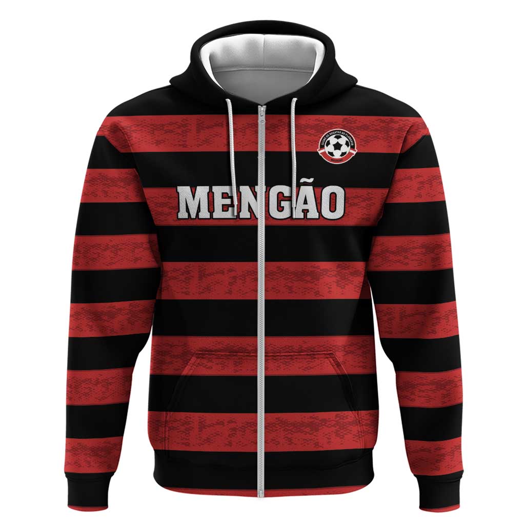 Custom Brazilian Football Big Mengo Zip Hoodie Rubro-Negro Go Glory