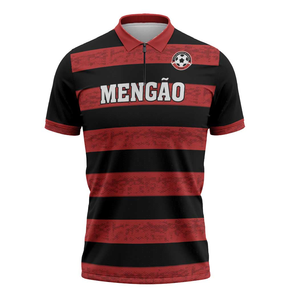 Custom Brazilian Football Big Mengo Zipper Polo Shirt Rubro-Negro Go Glory