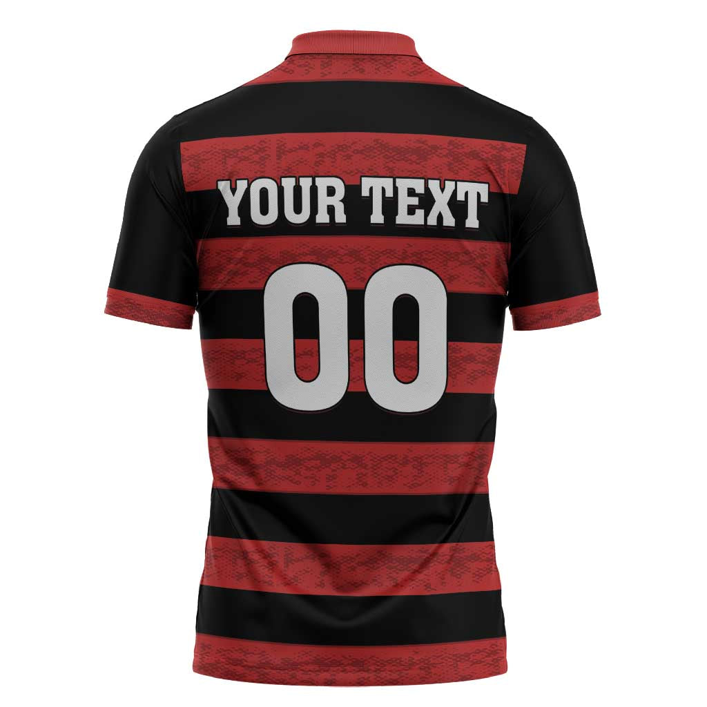 Custom Brazilian Football Big Mengo Zipper Polo Shirt Rubro-Negro Go Glory