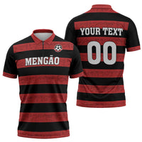 Custom Brazilian Football Big Mengo Zipper Polo Shirt Rubro-Negro Go Glory