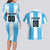 Custom Argentina Football Couples Matching Long Sleeve Bodycon Dress and Hawaiian Shirt