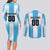 Custom Argentina Football Couples Matching Long Sleeve Bodycon Dress and Long Sleeve Button Shirt