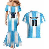 Custom Argentina Football Couples Matching Mermaid Dress and Hawaiian Shirt