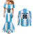 Custom Argentina Football Couples Matching Mermaid Dress and Long Sleeve Button Shirt