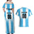 Custom Argentina Football Couples Matching Off Shoulder Maxi Dress and Hawaiian Shirt