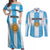 Custom Argentina Football Couples Matching Off Shoulder Maxi Dress and Long Sleeve Button Shirt