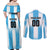 Custom Argentina Football Couples Matching Off Shoulder Maxi Dress and Long Sleeve Button Shirt
