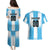 Custom Argentina Football Couples Matching Puletasi and Hawaiian Shirt