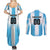 Custom Argentina Football Couples Matching Summer Maxi Dress and Long Sleeve Button Shirt