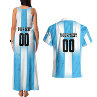 Custom Argentina Football Couples Matching Tank Maxi Dress and Hawaiian Shirt