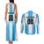 Custom Argentina Football Couples Matching Tank Maxi Dress and Long Sleeve Button Shirt