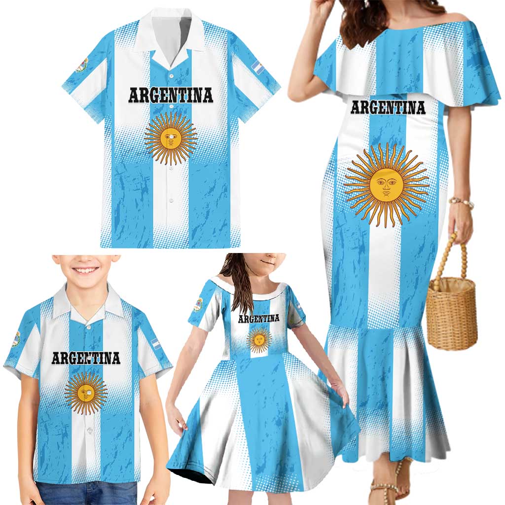 Custom Argentina Football Family Matching Mermaid Dress and Hawaiian Shirt