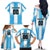 Custom Argentina Football Family Matching Off The Shoulder Long Sleeve Dress and Hawaiian Shirt