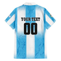 Custom Argentina Football Family Matching Off The Shoulder Long Sleeve Dress and Hawaiian Shirt